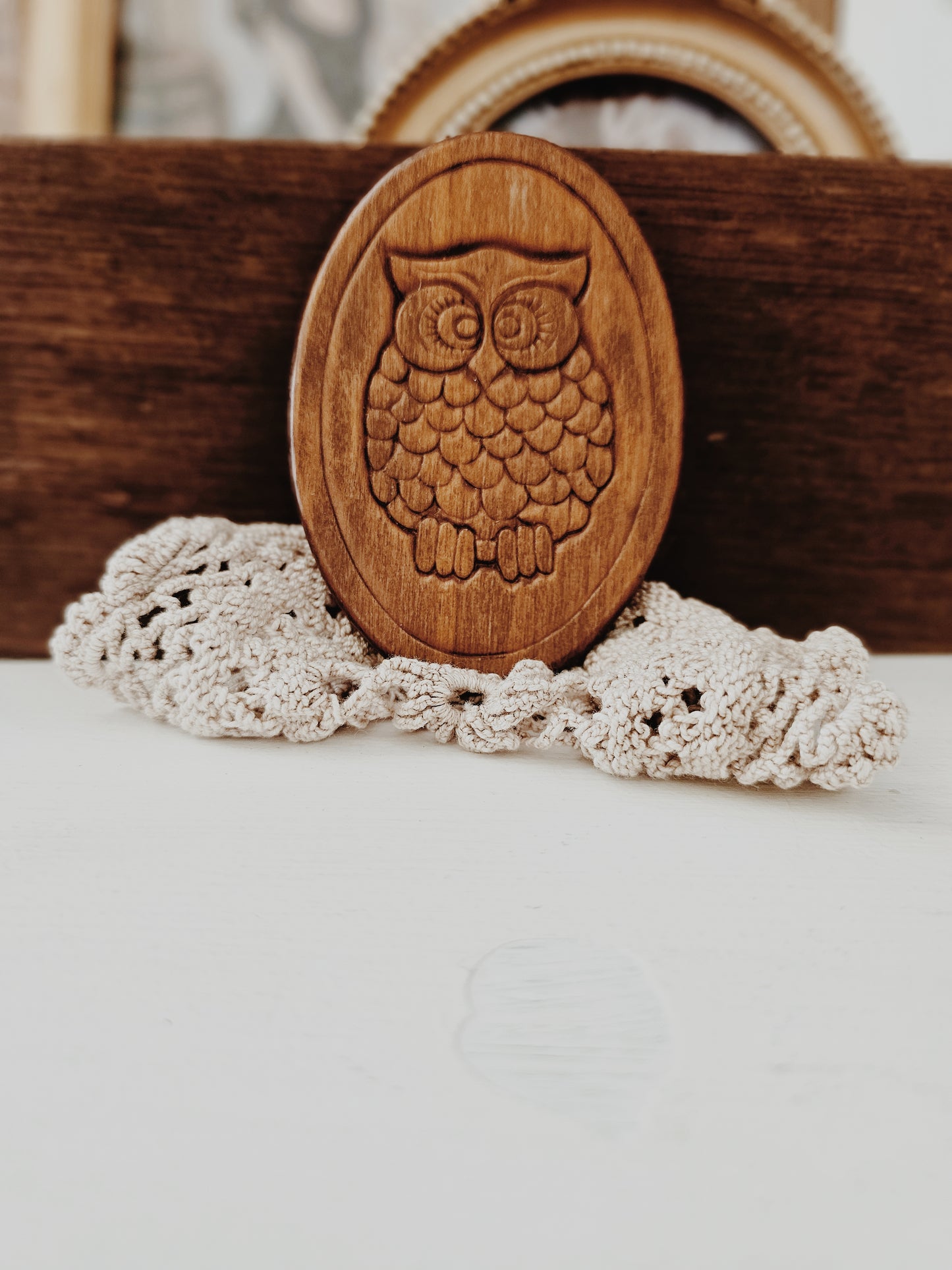 Wooden Handcarved Owl Magnet
