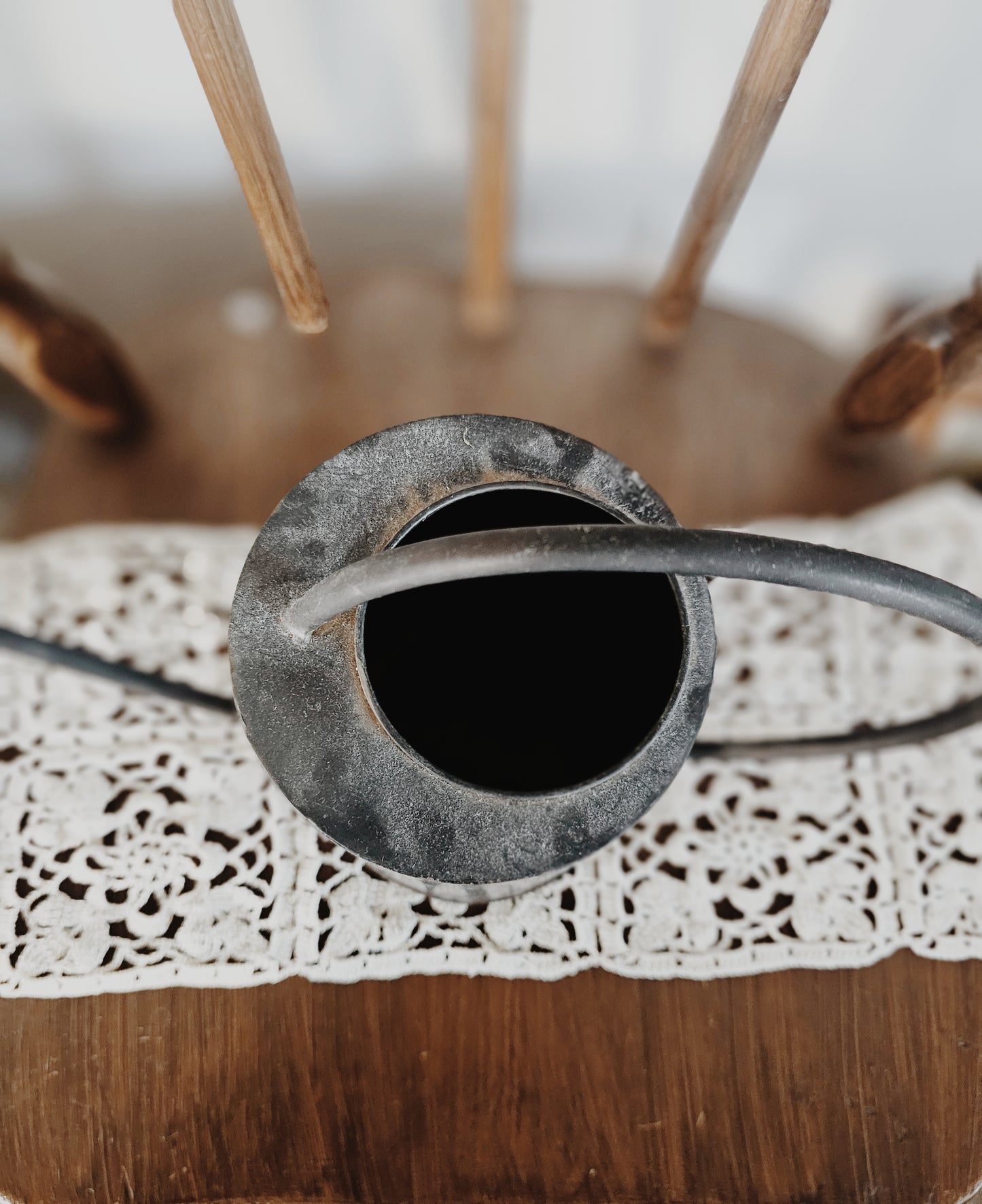 Vintage Black Metal Watering Can