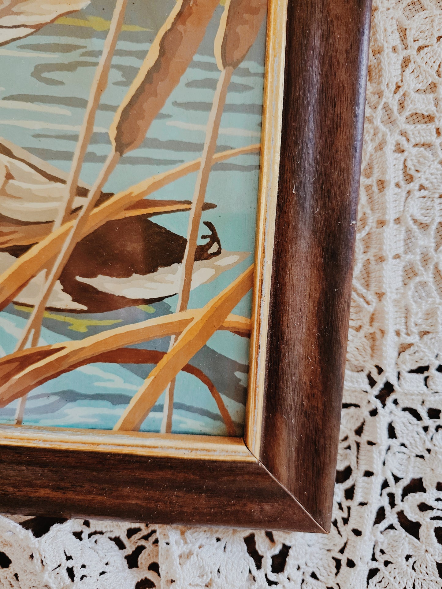 Vintage Framed Mallard Duck Painting