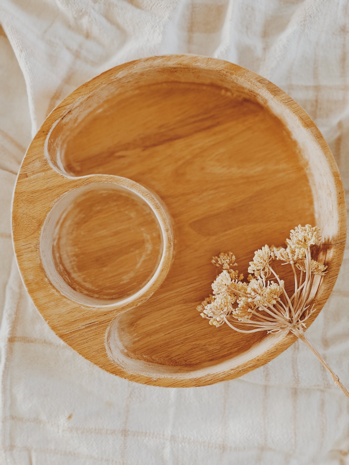 Vintage Wooden Chip & Dip Bowl