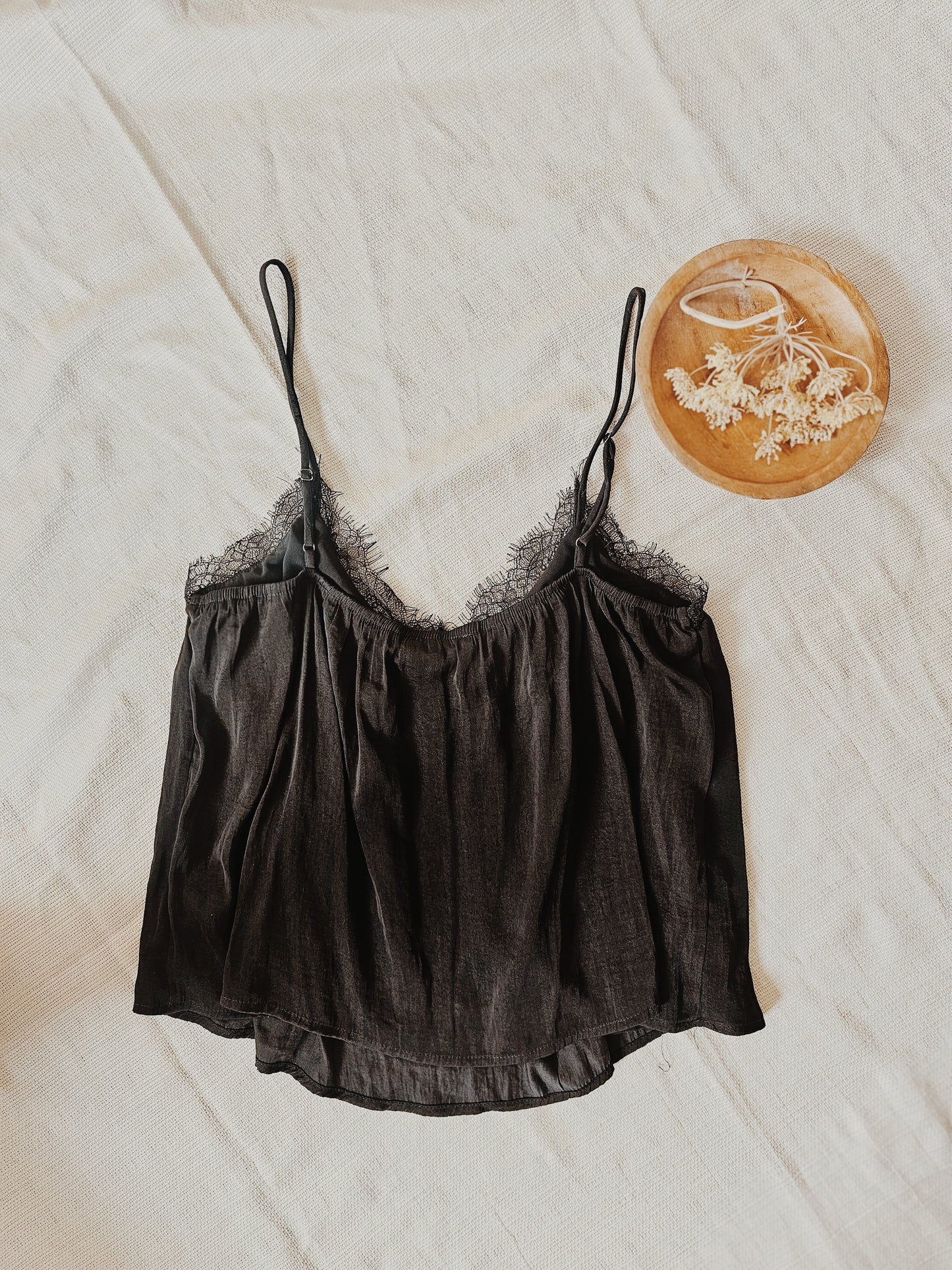 Black Lace Satin Cami