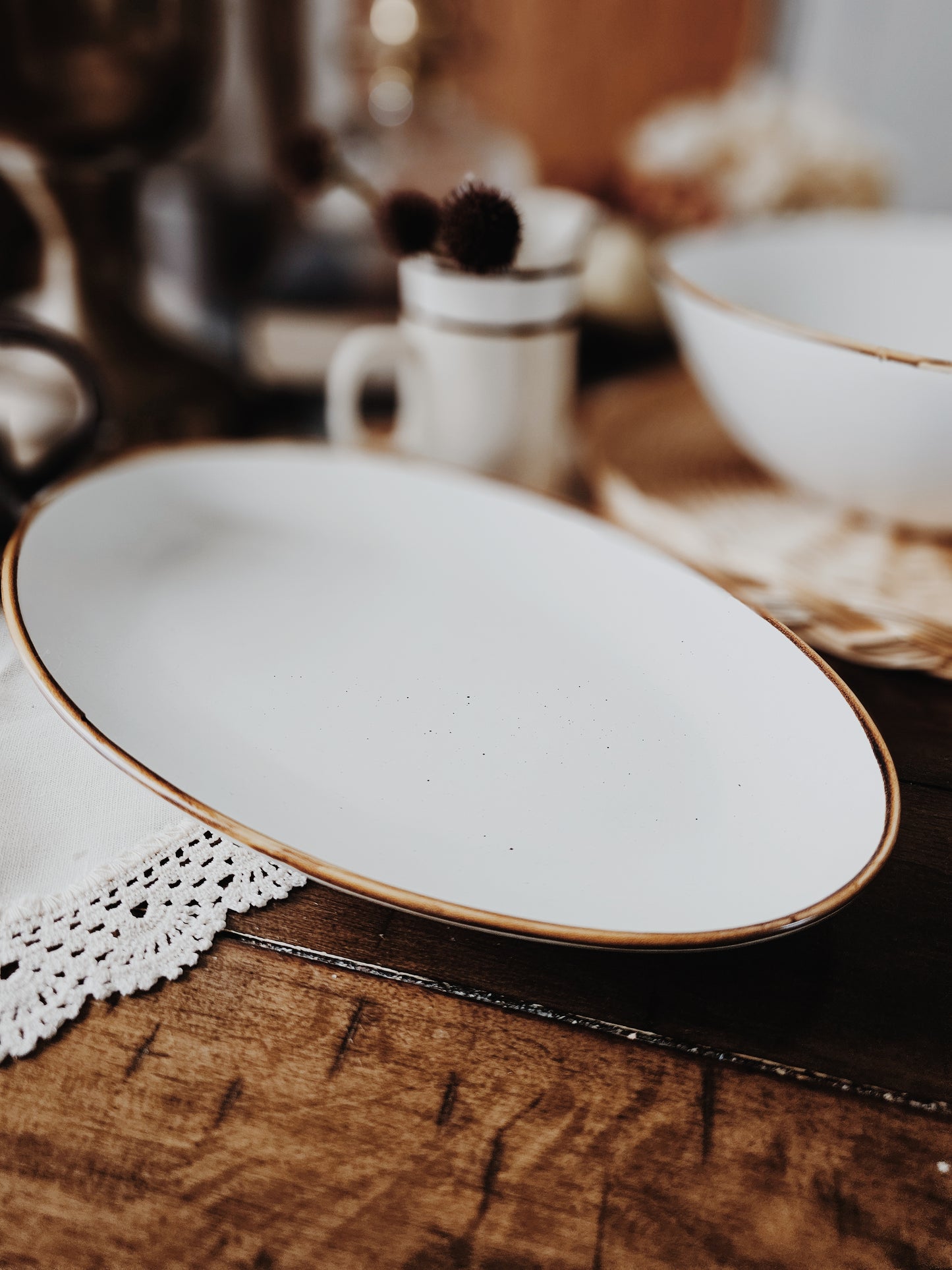 White Speckled Servingware Set