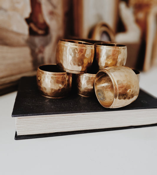 Vintage Set of Brass Hammered Napkin Holders