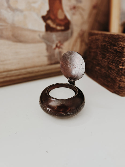 Vintage Dark Brown Hinged Candle Holder