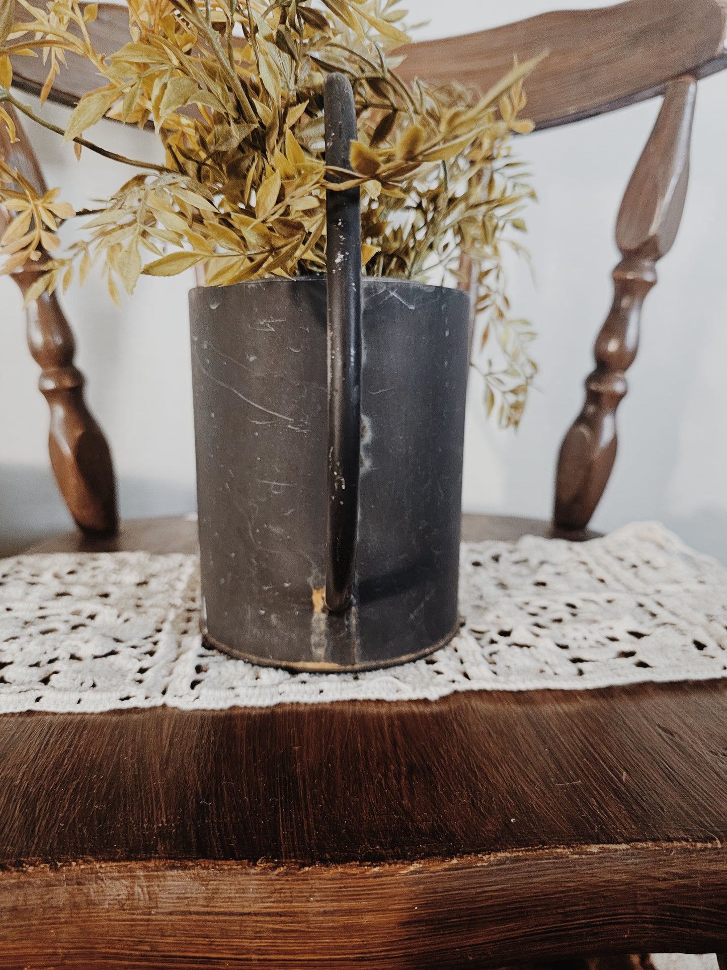 Vintage Black Metal Watering Can