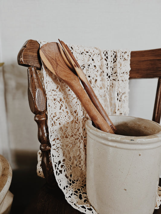 Mid-Century Handcarved Utensil Set