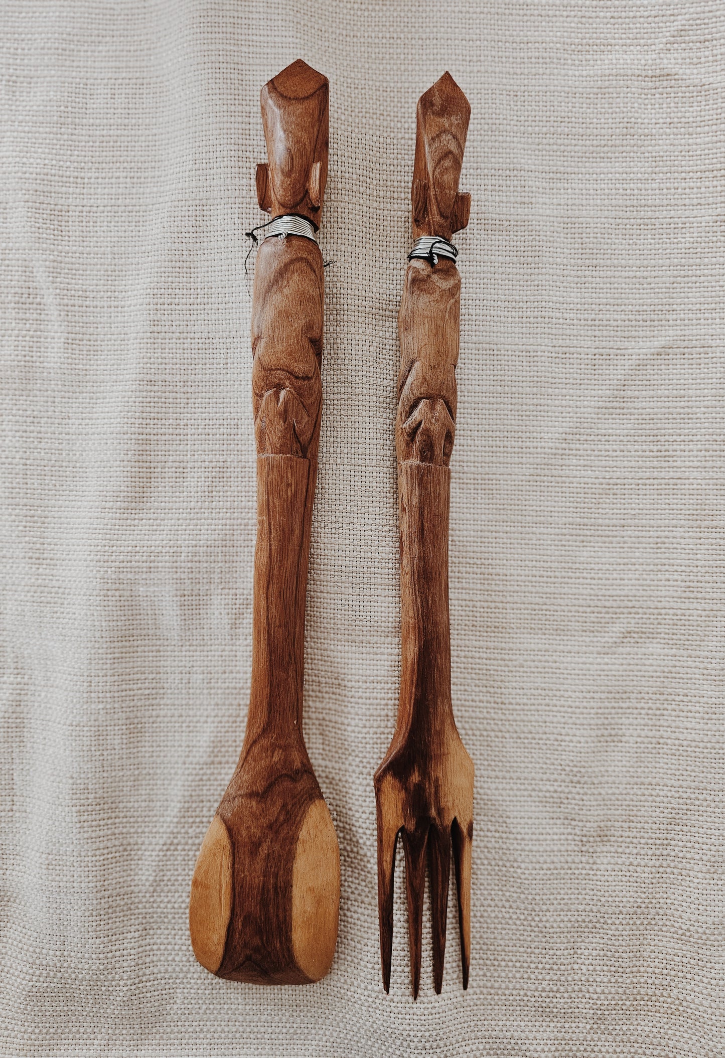 Mid-Century Handcarved Utensil Set