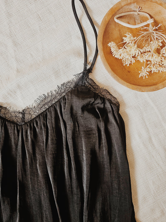Black Lace Satin Cami