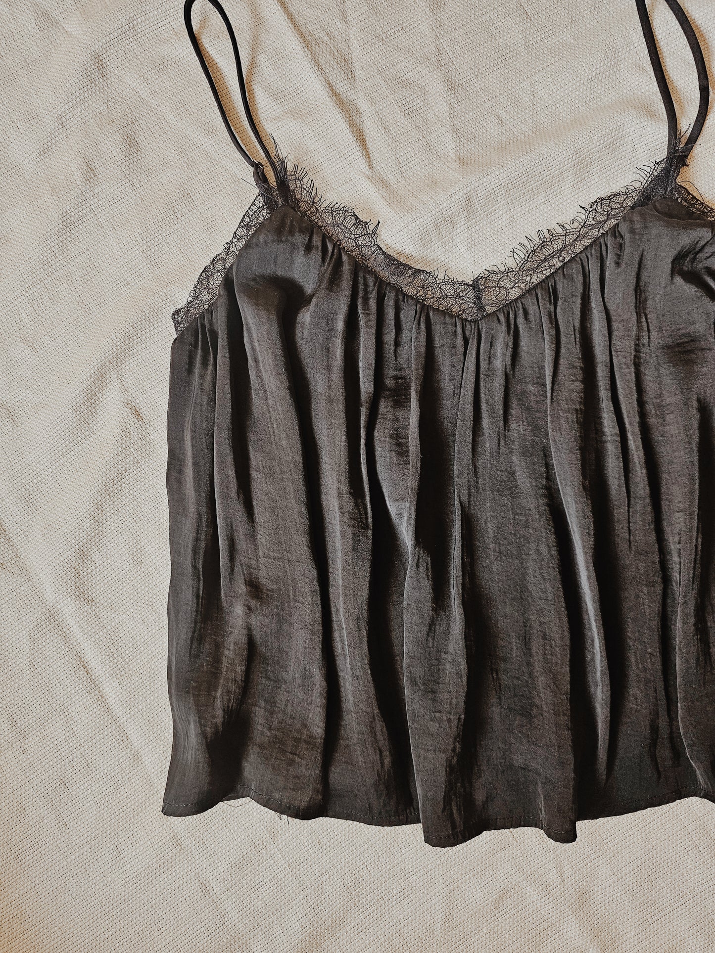Black Lace Satin Cami