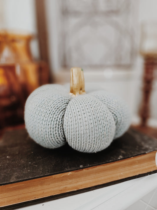 Knitted Blue + Green Pumpkin