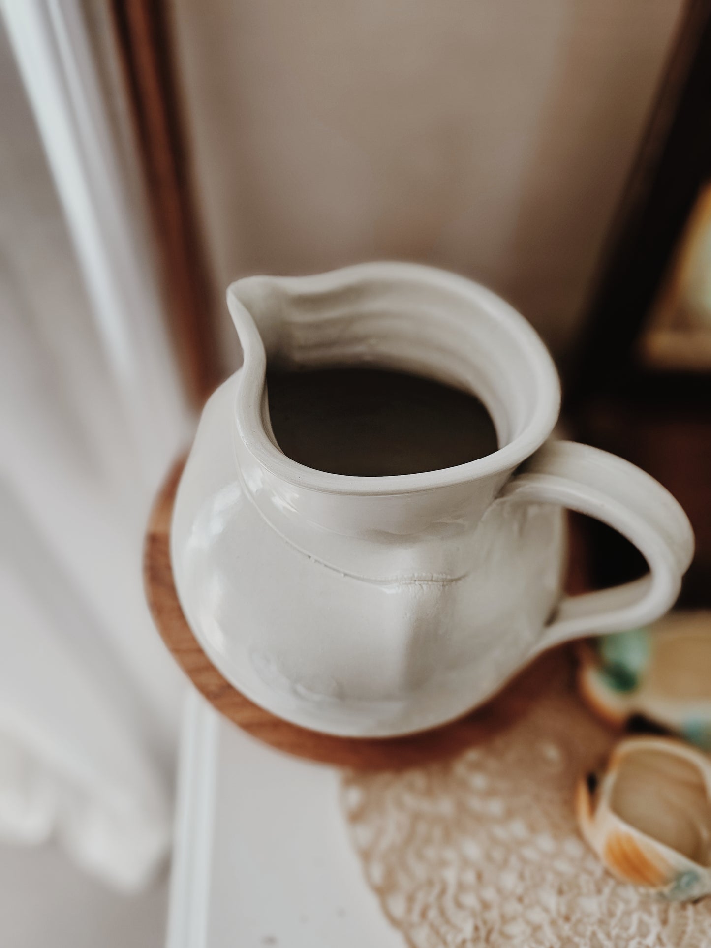 Handspun Pottery White Pitcher