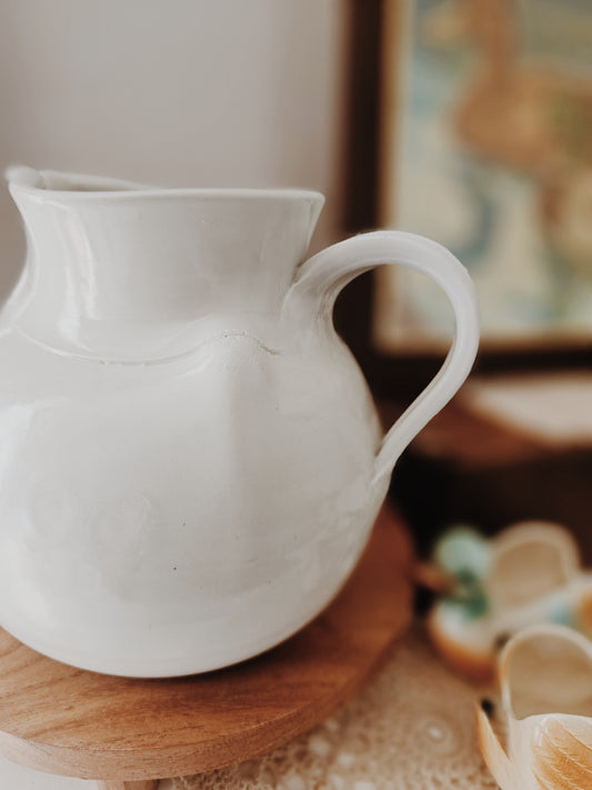Handspun Pottery White Pitcher