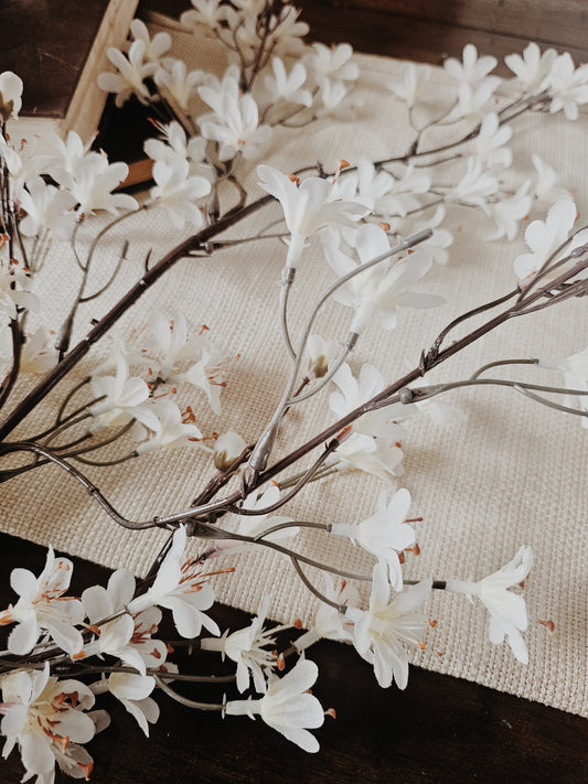 White & Orange Faux Flower Stem