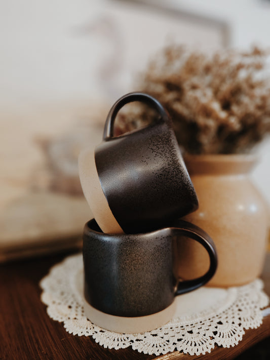 Set of 2 Dark Brown Mugs