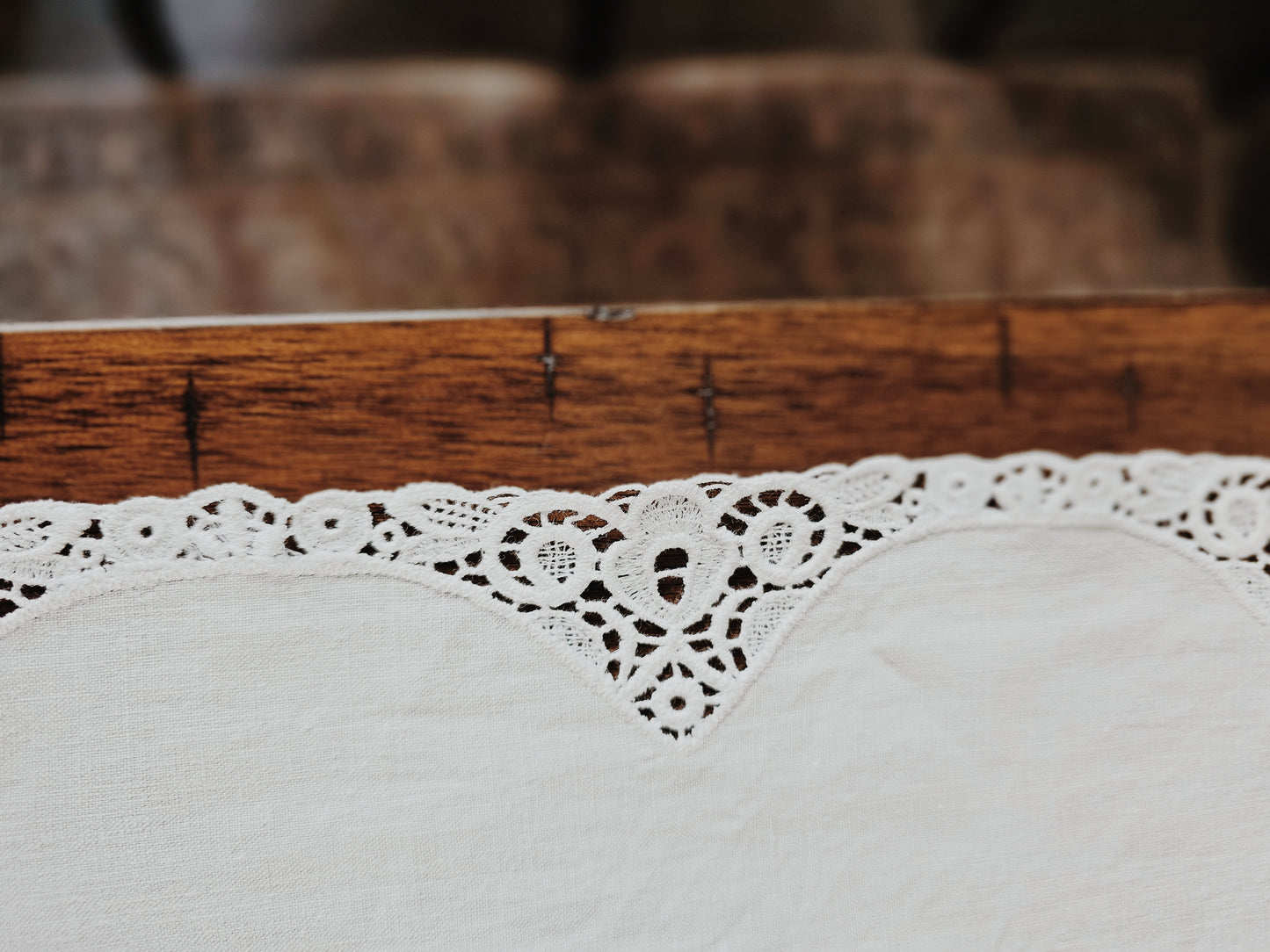 Vintage White Linen Table Runner