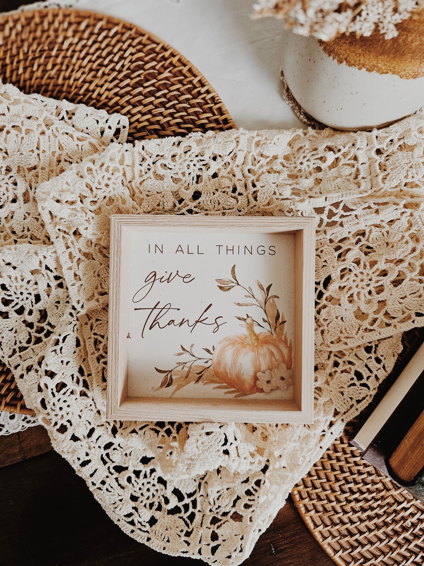 "Give Thanks" Seasonal Block Sign