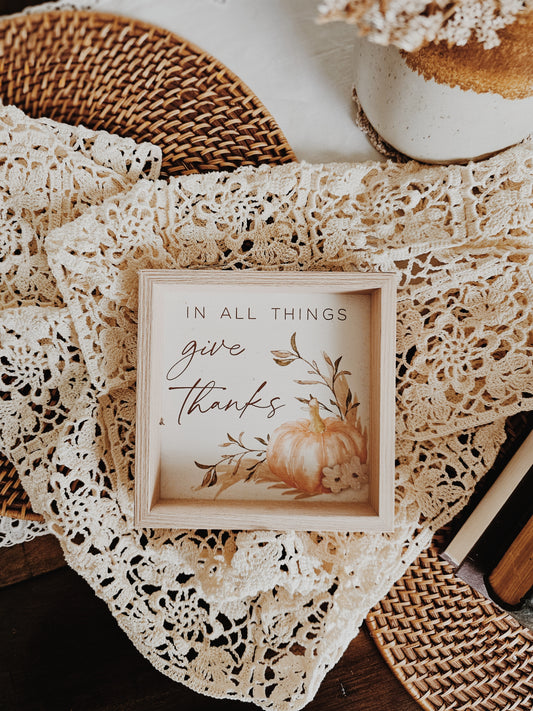 "Give Thanks" Seasonal Block Sign