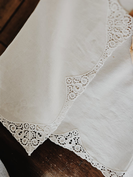 Vintage White Linen Table Runner