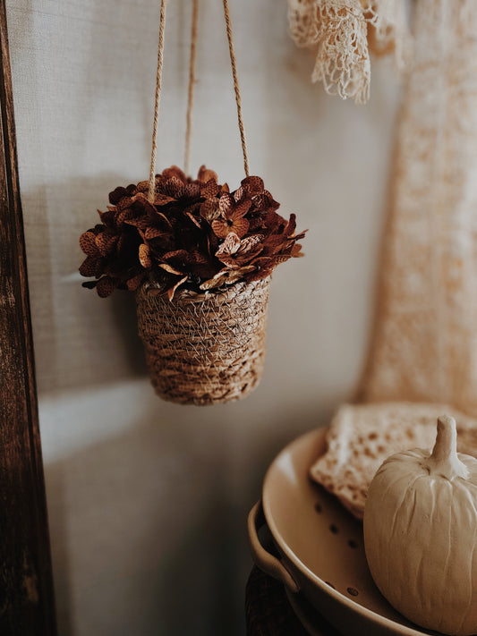 Woven Hanging Basket woth Warm Florals