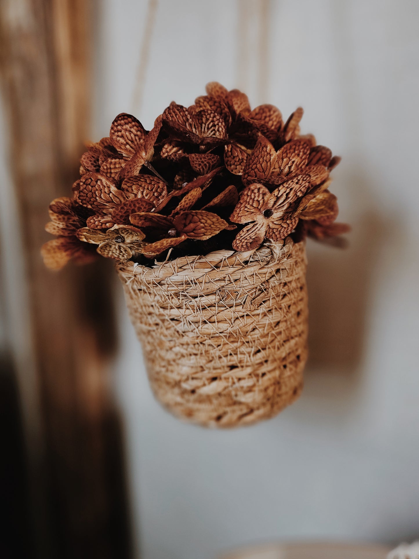 Woven Hanging Basket woth Warm Florals