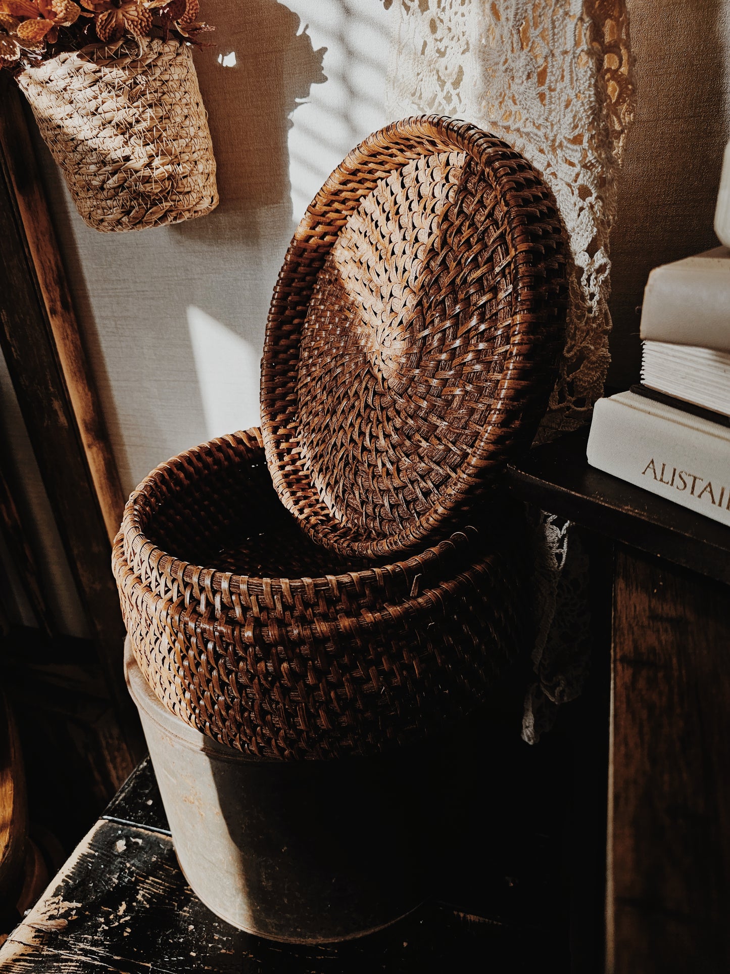 Rattan Woven Storage Basket with Lid