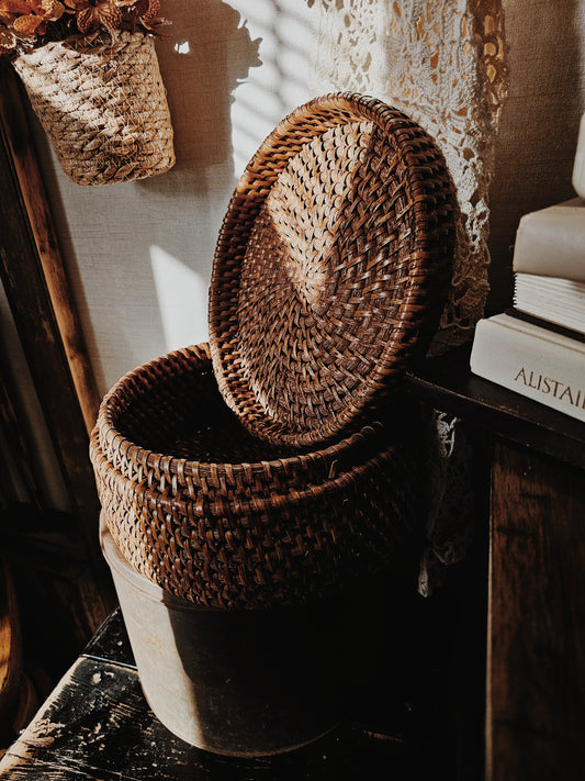 Rattan Woven Storage Basket with Lid